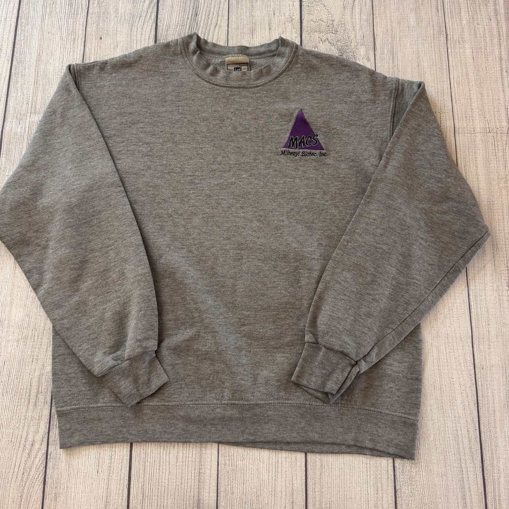 Vintage Lee Heavyweight Sweatshirt MACS Miltenyi Biotec Gray USA Made M 90s